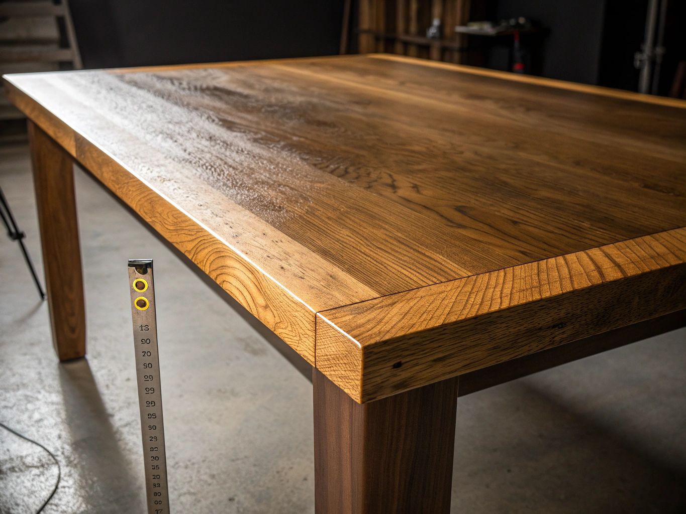 Solid oak dining table with natural edge